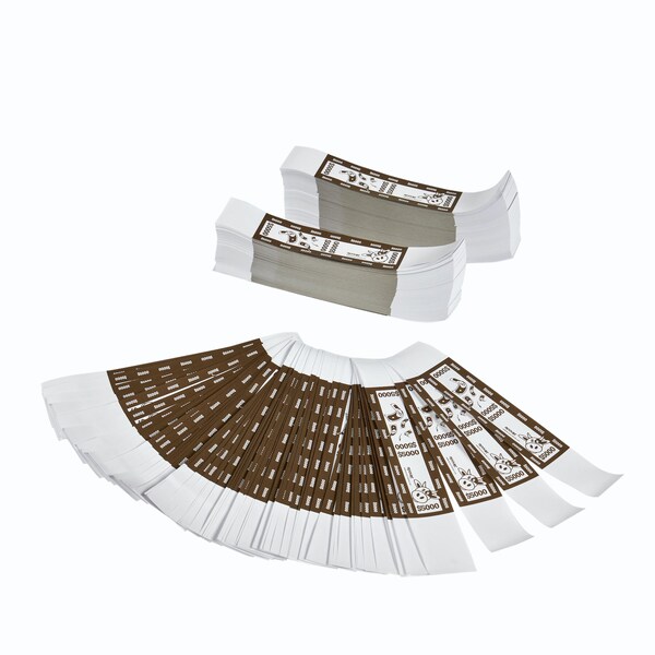 Moolah Self-Sealing Currency Bands, Brown, $5000, Pack of 1000 729205000 - main
